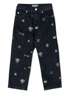 Kenzo Kids jean à motif brodé - Bleu