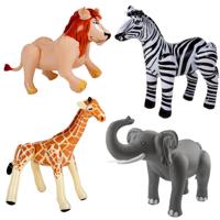 Folat Opblaasbare dieren - 4x stuks - safari thema - kunststof