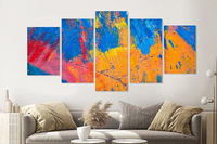 Karo-art Schilderij -Abstract geverfde muur, 5 luik, 200x100cm, Premium print