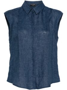 Emporio Armani chemise en chambray à plis - Bleu