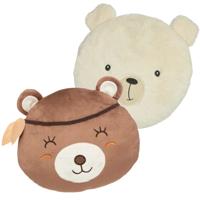 Dieren sierkussens kinderkamer - ijsbeer en bruine beer - 30/27 cm - polyester