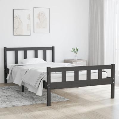 Bedframe massief hout grijs 100x200 cm