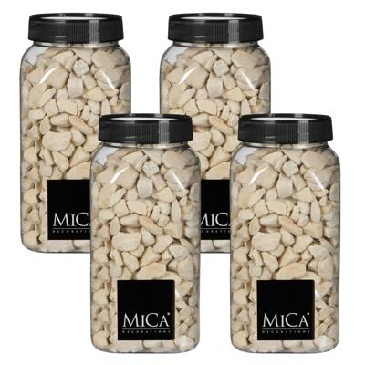 Mica Decorations decoratie steentjes - 4x - creme wit - 1 kilo - 650ml - hobby steentjes