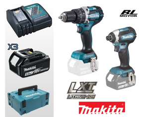 Makita DLX2180TJ1 Combiset DHP484 + DTD153 + 3x BL1850B + DC18RC in MBox