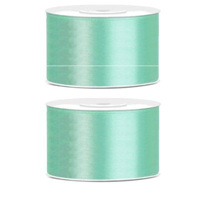 Hobby Sierlint satijn - 2x - Mint groen - 25 meter - cadeaulint - satijnlint/sierlinten