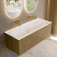 Badmeubel Mondiaz Kurve-Dlux | 120 cm cm | Meubelkleur Dusk | Wastafelkleur Frappe | Solid surface | Wasbak midden spoelbak | Zonder kraangat(en)