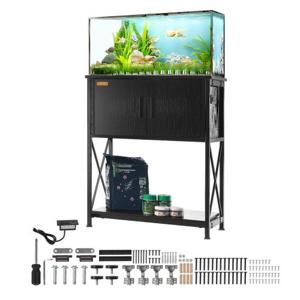 VEVOR Aquariumstandaard, 20 gallon aquariumstandaard, 65 x 42 x 81 cm staal en MDF schildpadtankstandaard, 76 kg laadvermogen, reptielentankstandaard met opbergkast en ingebouwde voeding