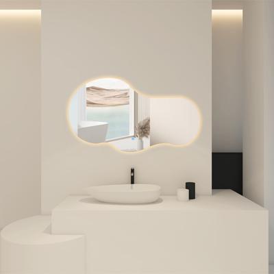 Badkamerspiegel met LED Verlichting en Verwarming 100cm - Afimera Nebula - Randloos - Wandspiegel Organische Vorm - Touch Bediening - Dimbaar - Aanpasbare Lichtkleur