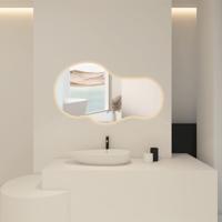 Badkamerspiegel met LED Verlichting en Verwarming 100cm - Afimera Nebula - Randloos - Wandspiegel Organische Vorm - Touch Bediening - Dimbaar - Aanpasbare Lichtkleur