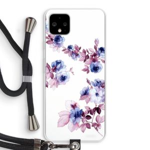 Waterverf bloemen: Pixel 4 XL Transparant Hoesje met koord