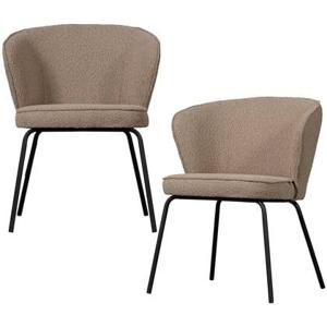 BePureHome Admit Eetkamerstoelen - Bouclé - Beige - Set van 2