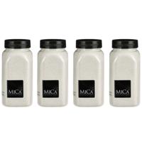 Mica Decorations decoratie zand - 4x - 650ml - wit - hobby zandkorrels - sierzand