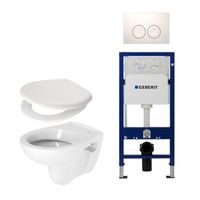 Plieger Compact toiletset compleet met inbouwreservoir, compacte toiletpot wit, zitting en bedieningsplaat wit SW730486/0701174/0260486/sw87533/
