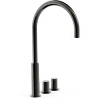 Wastafelkraan Tres Study | Opbouw | Draaibare uitloop | Mengkraan | Hoog model | 2-knops | Rond | Black metal