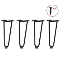 Haarnadelpoten voor Salontafel 4 st 30 cm massief staal zwart