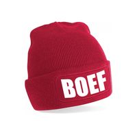 Boef muts/beanie onesize  unisex - rood One size  - - thumbnail