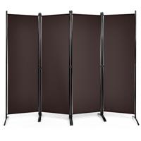 Metalen Kamerscherm 220 x 173 cm Opvouwbare Binnenwand met Stabiele Voeten Binnenwand Panelen voor Thuis en Kantoor (Bruin)