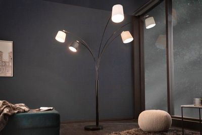 Design booglamp LEVELS 205cm zwartgrijs 5 linnen tinten vloerlamp - 36398