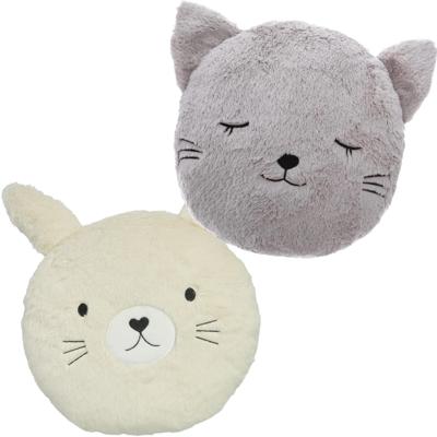 Dieren sierkussens kinderkamer - kat/poes en konijn - 30 cm - polyester