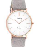 OOZOO Timepieces Horloge Vintage Glitter Taupe/Wit | C20151 - thumbnail