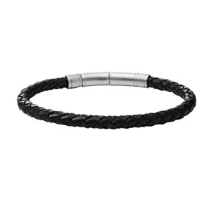Fossil JF00510797 Armband Vintage Casual staal/leder zilverkleurig-zwart