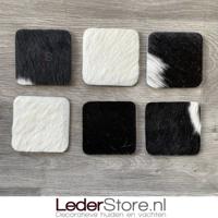 Koeienhuid onderzetters zwart wit 10x10cm