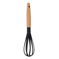 Kook/keuken gerei - garde/opklopper - zwart/bruin - kunststof/hout - 31 cm