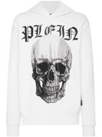 Philipp Plein hoodie ornée de cristaux à logo - Blanc