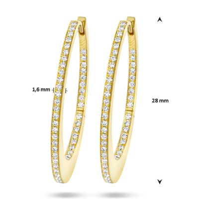 Oorringen geelgoud-diamant 2 x 0.21ct H si goudkleurig-wit 1,6 x 28 mm