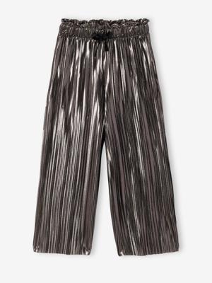 Geplooide broek met wijde pijpen voor meisjes zilver
