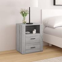 Nachtkastje 50x36x60 cm bewerkt hout grijs sonoma eikenkleurig