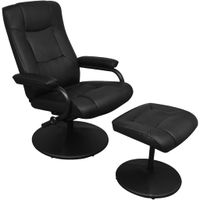Tv-fauteuil met voetenbankje kunstleer zwart - thumbnail