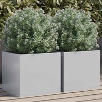 VidaXL Plantenbakken 2 st 32x30x29 cm gegalvaniseerd staal zilverkleur