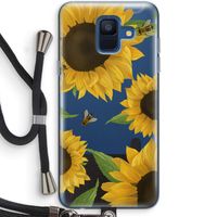 Sunflower and bees: Samsung Galaxy A6 (2018) Transparant Hoesje met koord