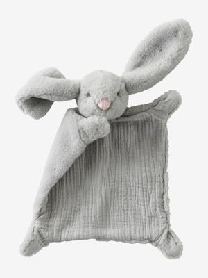 Knuffel konijn van twee materialen, personaliseerbaar groen
