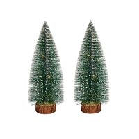 Krist+ Kleine decoraties kerstboompjes 2x stuks - 35 cm - met licht - Kerstdorpen - thumbnail