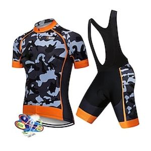 Voor heren Wielrenshirt met strakke shorts Korte mouw Bergracen Wegwielrennen Zwart Wit Rood Lapwerk camouflage Fietsen Sportoutfits UV-bestendig 3D-pad Ademend Sneldrogend Achterzak Polyester Spandex Lightinthebox