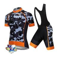 Voor heren Wielrenshirt met strakke shorts Korte mouw Bergracen Wegwielrennen Zwart Wit Rood Lapwerk camouflage Fietsen Sportoutfits UV-bestendig 3D-pad Ademend Sneldrogend Achterzak Polyester Spandex Lightinthebox - thumbnail