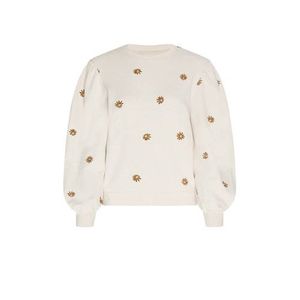 Fabienne Chapot gebloemde sweater Lin ecru/ olijfgroen