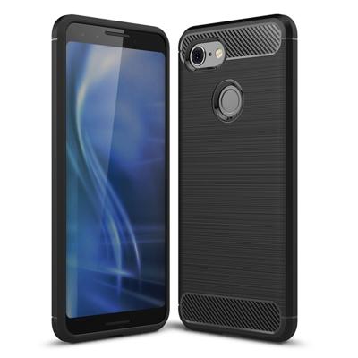 Geborsteld textuur koolstofvezel schokbestendige TPU Case voor Google Pixel 3 (zwart)