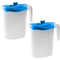 Waterkan/sapkan met blauw deksel - 4x - 2,5 liter - kunststof - 11 x 26 cm - schenkkan/lim
