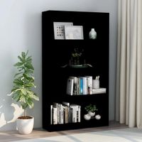 Boekenkast met 4 schappen 80x24x142 cm spaanplaat zwart