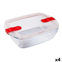 Hermetische Lunchtrommel Pyrex Cook & Heat 2,5 L Transparant Glas (4 Stuks)