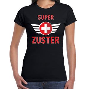 Super zuster cadeau t-shirt zwart voor dames