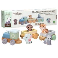 Joueco houten trein wilde dieren