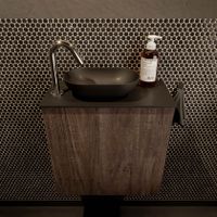 Mondiaz Fowy toiletmeubel 50cm dark brown met blad en waskom urban links 1 kraangat