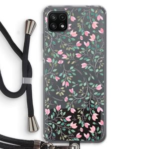 Sierlijke bloemen: Samsung Galaxy A22 5G Transparant Hoesje met koord