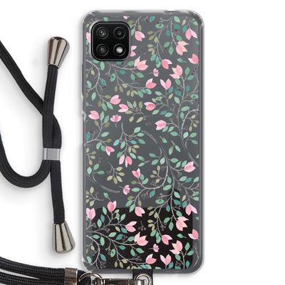 Sierlijke bloemen: Samsung Galaxy A22 5G Transparant Hoesje met koord