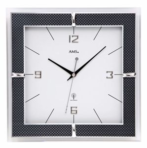 AMS F5855 Wandklok met carbon Radiogestuurd 30 cm