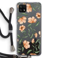Peachy flowers: Samsung Galaxy A22 5G Transparant Hoesje met koord Peachy flowers: Samsung Galaxy A22 5G Transparant Hoesje met koord